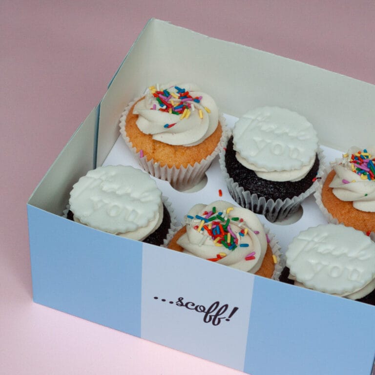Box of six Mimi's thank-you cupcakes